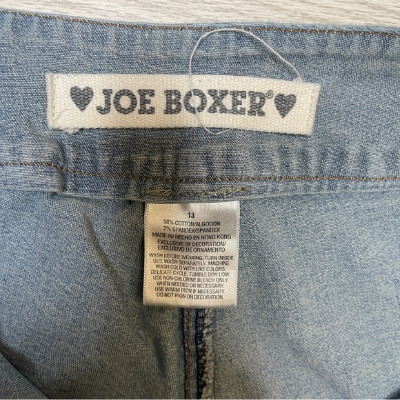 Joe Boxer Y2K 2000’s Flare Suede Leather Patchwork Light Wash Jeans Size 13 - Picture 7 of 15